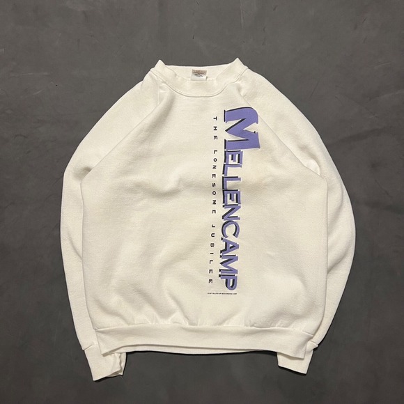 Fruit of the Loom Other - Vintage 1987 JOHN‎ MELLENCAMP The Lonesome Jubilee Size Large White Sweatshirt